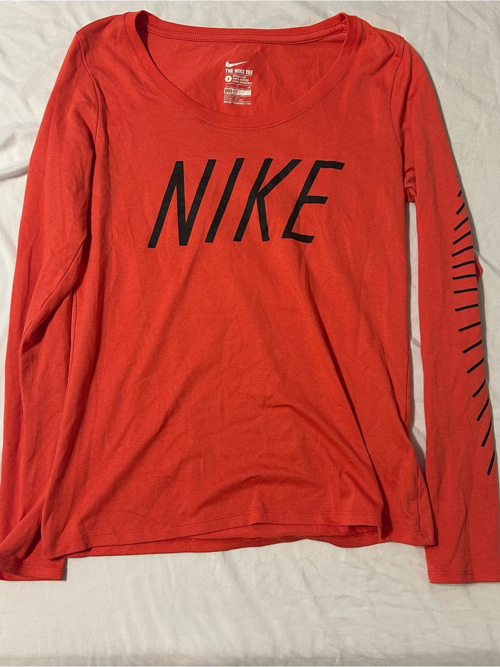 Nike Coral-Red Long Sleeve Logo Shirt
